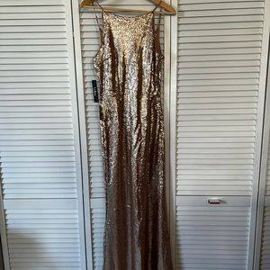 Lulu's Champagne Sequin Maxi Gown (medium)